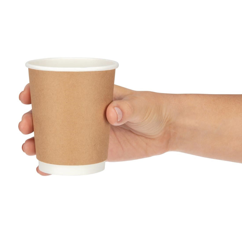 Fiesta Recyclable Coffee Cups Double Wall Kraft 225ml / 8oz (Pack of 25)