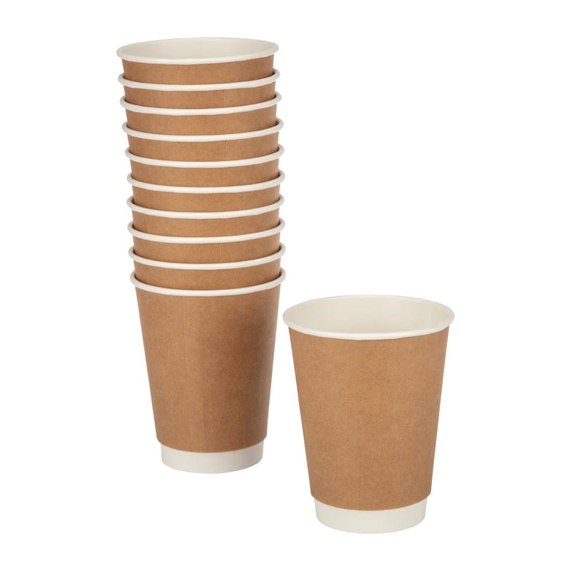 Fiesta Recyclable Coffee Cups Double Wall Kraft 340ml / 12oz (Pack of 25)