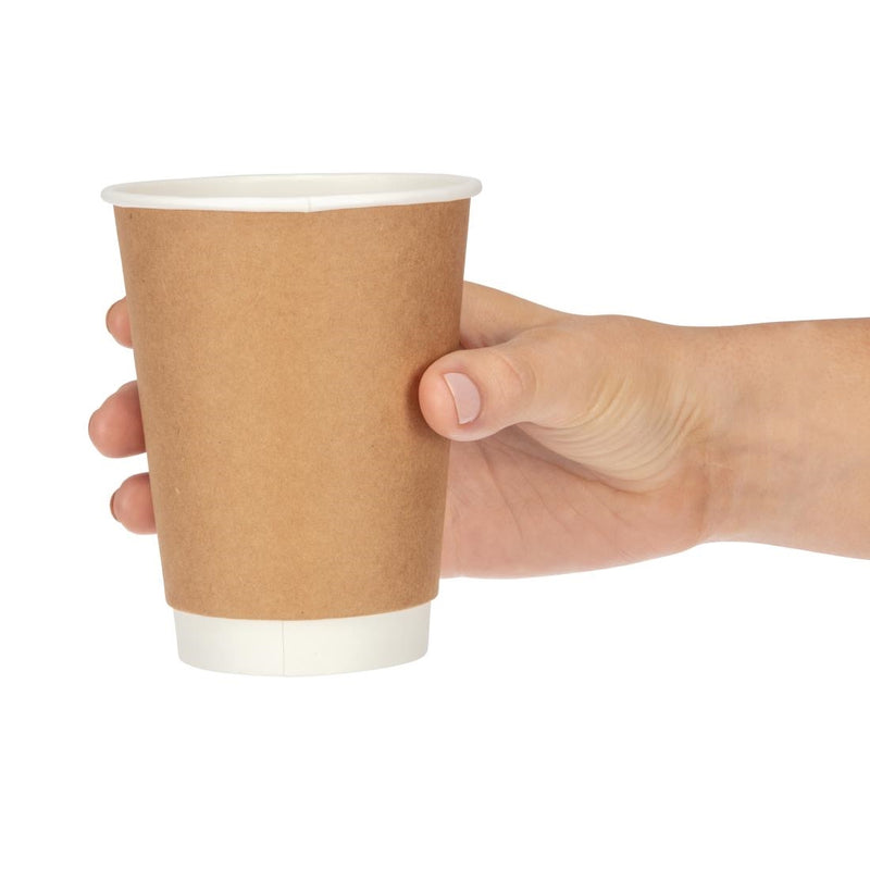 Fiesta Recyclable Coffee Cups Double Wall Kraft 340ml / 12oz (Pack of 25)