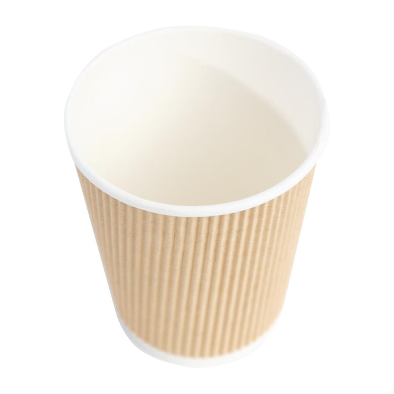 Fiesta Recyclable Coffee Cups Ripple Wall Kraft 225ml / 8oz (Pack of 25)