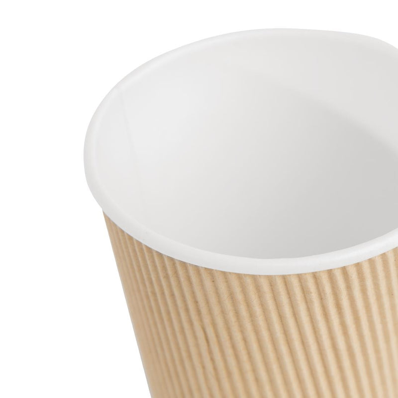 Fiesta Recyclable Coffee Cups Ripple Wall Kraft 340ml / 12oz (Pack of 500)