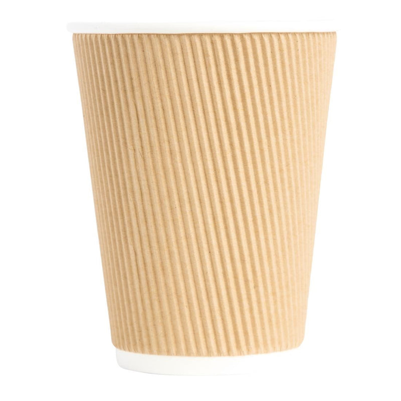 Fiesta Recyclable Coffee Cups Ripple Wall Kraft 340ml / 12oz (Pack of 500)