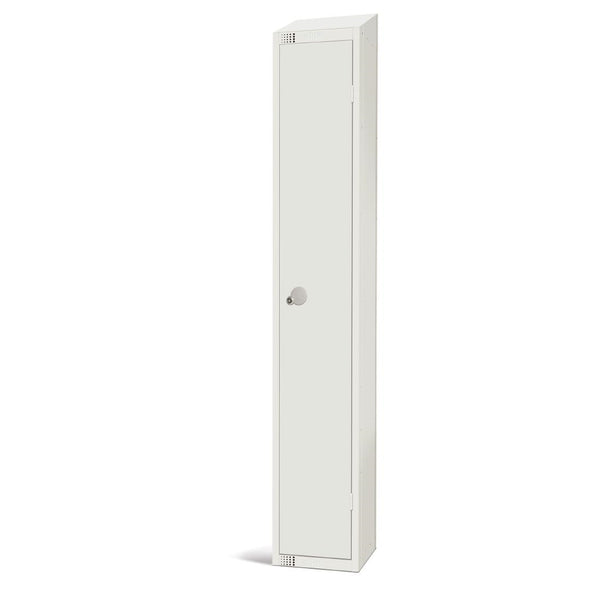 Elite-Eintür-Camlock-Schließfach mit abgeschrägter Oberseite, Weiß