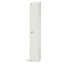 Elite Single Door Coin Return Locker with Sloping Top White