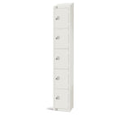 Elite Five Door Coin Return Locker with Sloping Top White