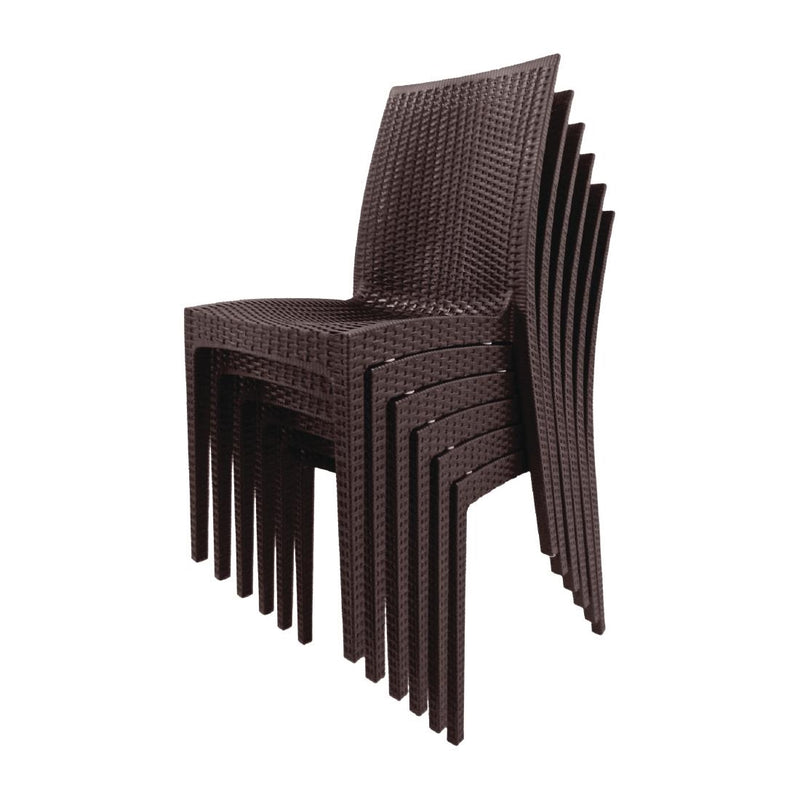 Bolero PP Rattan Bistro-Beistellstühle, braun, 4 Stück