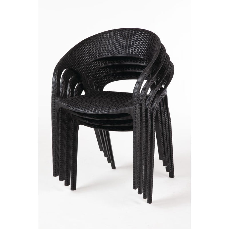 Bolero PP Rattan Wraparound-Sessel (4er-Pack)