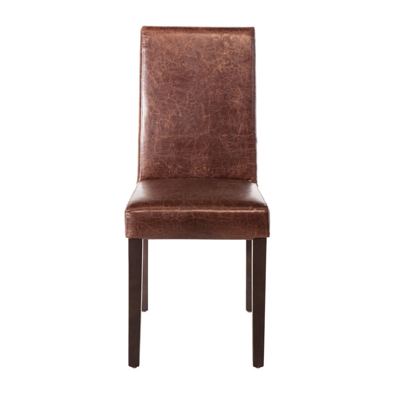 Bolero Faux Leather Dining Chair Antique Brown (Pack of 2)