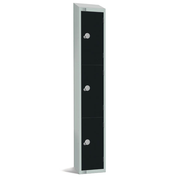 Elite Three Door Manual Combination Locker Locker Black with sloping top