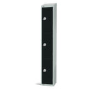 Elite Three Door Coin Return Locker with Sloping Top Black