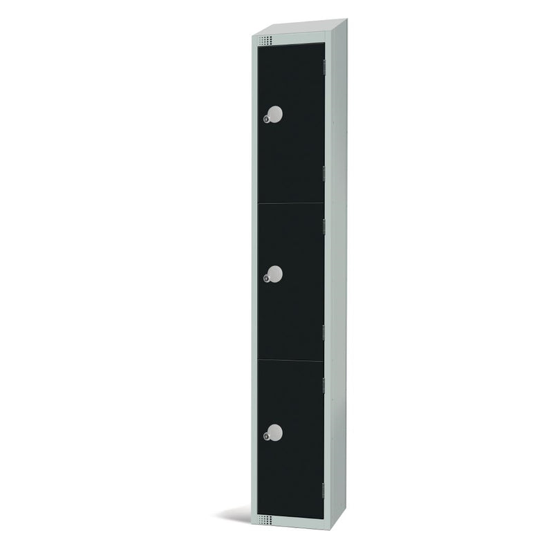Elite Three Door Electronic Combination Locker with Sloping Top Black