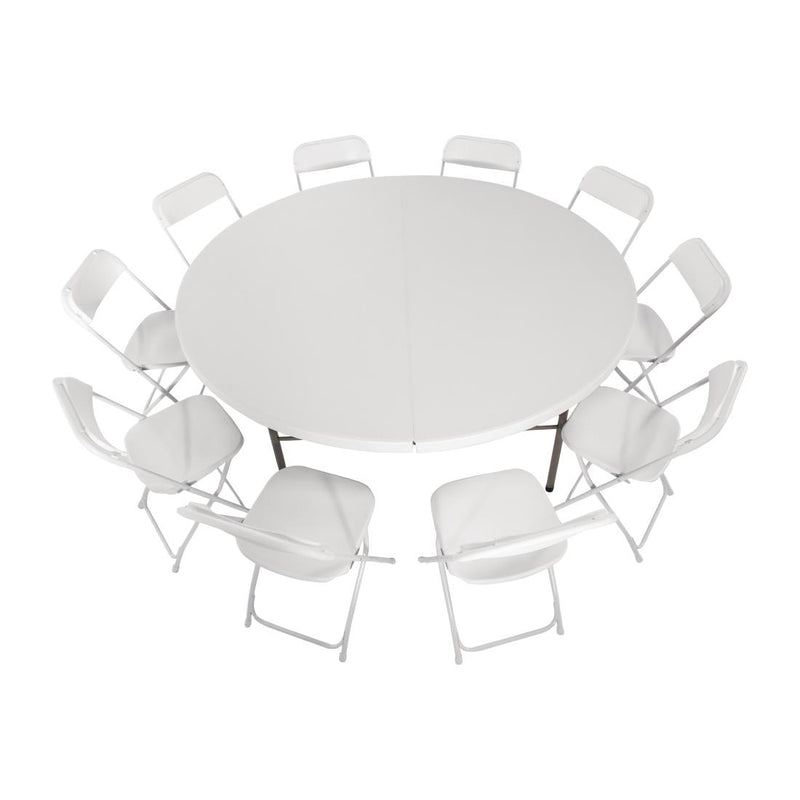 Bolero Round PE Centre Folding Table White 6ft