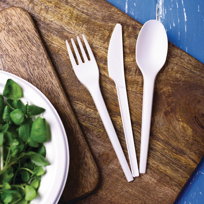 Vegware Lightweight Compostable CPLA Spoons White (Pack of 50)