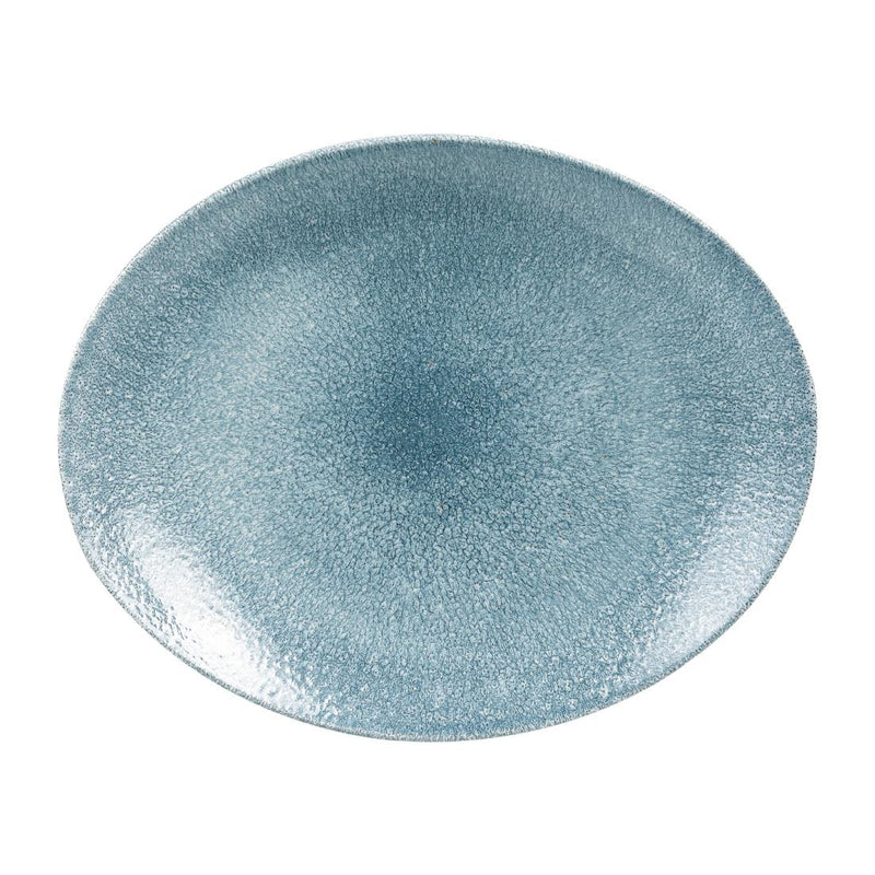 Churchill Studio Prints Raku Oval Coupe Plates Topaz Blue 317mm (Pack of 12)