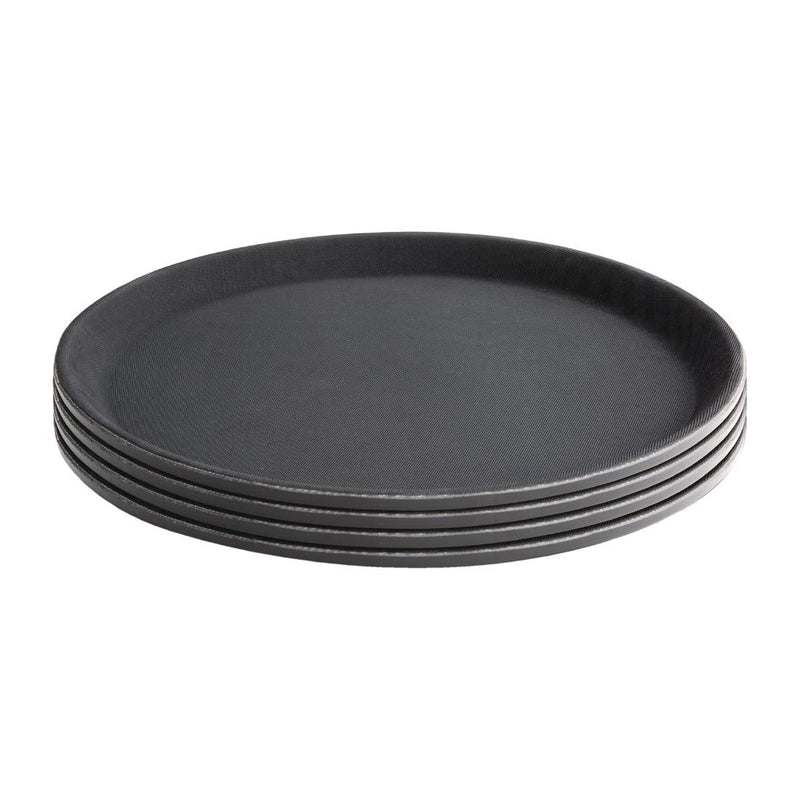 Olympia Kristallon Polypropylene Round Non-Slip Tray Black 406mm