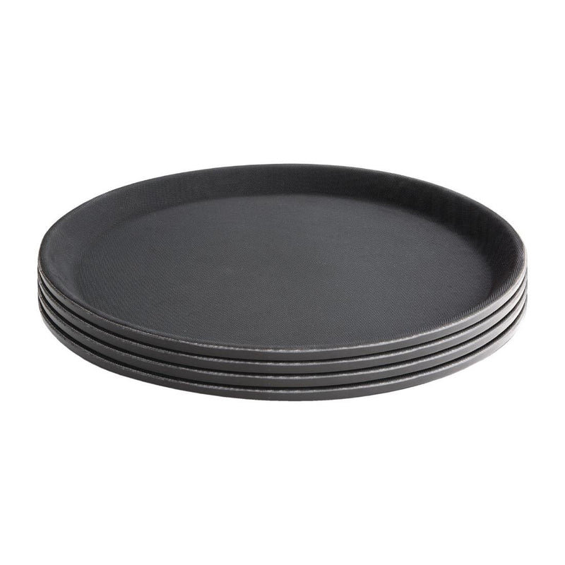 Olympia Kristallon Polypropylene Round Non-Slip Tray Black 356mm