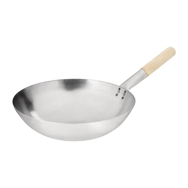 Vogue Wok aus Weichstahl mit rundem Boden, 356 mm