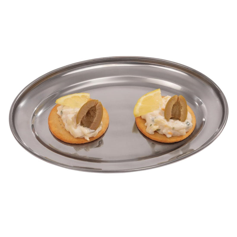 Olympia Stainless Steel Oval Serving Tray 200mm