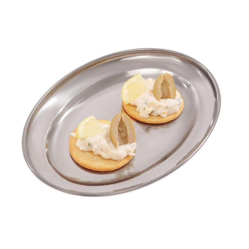 Olympia Stainless Steel Oval Serving Tray 200mm