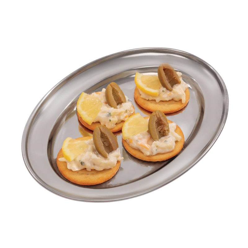 Olympia Stainless Steel Oval Serving Tray 220mm