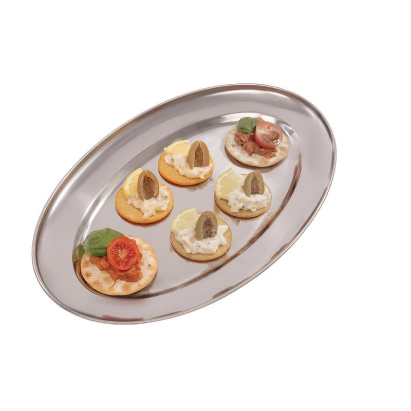 Olympia Stainless Steel Oval Serving Tray 350mm