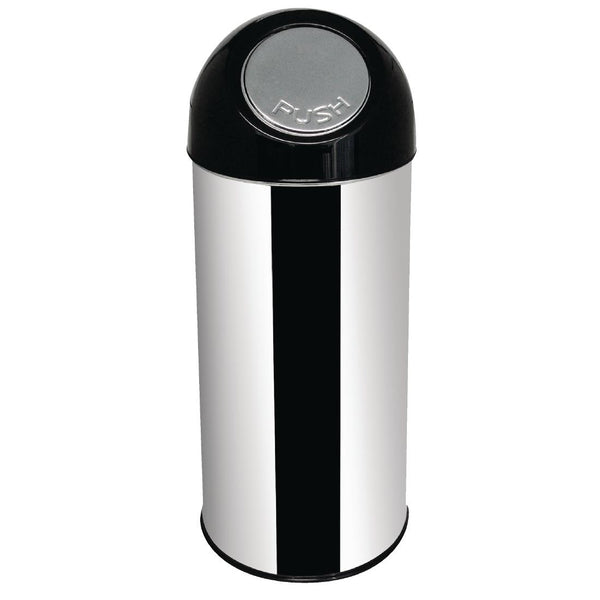 Bolero Edelstahl Push Top Bullet Bin Silber 40Ltr