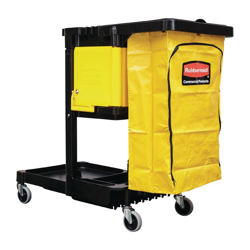 Rubbermaid Traditional Janitorial Cleaning Cart with Yellow Bag and Zip