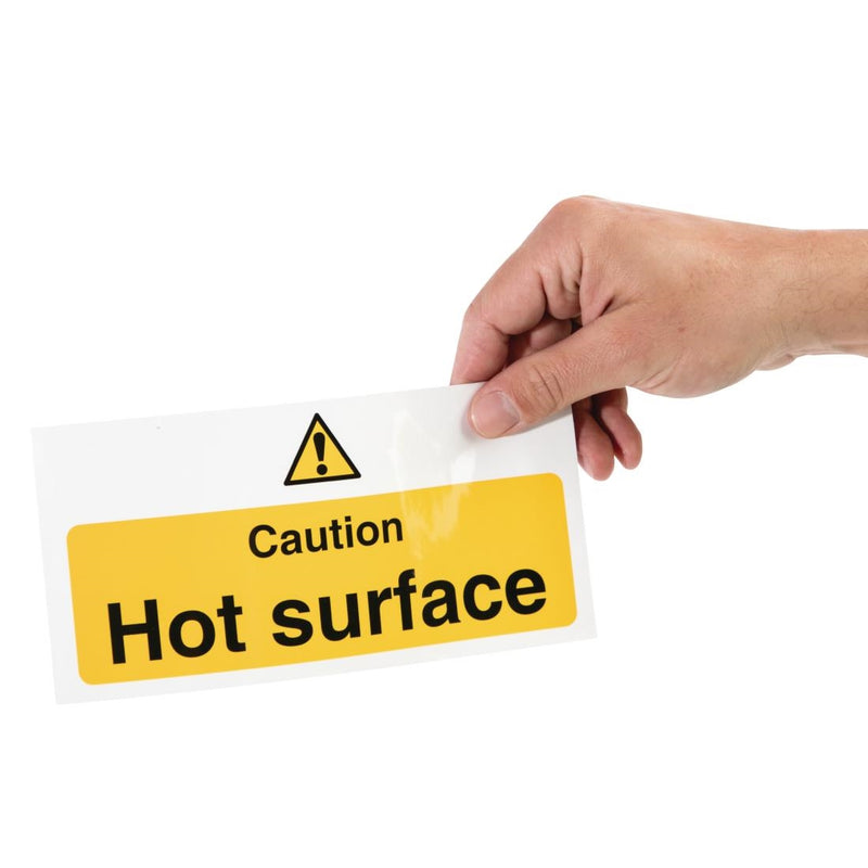 Vogue-Schild „Vorsicht vor heißer Oberfläche“.