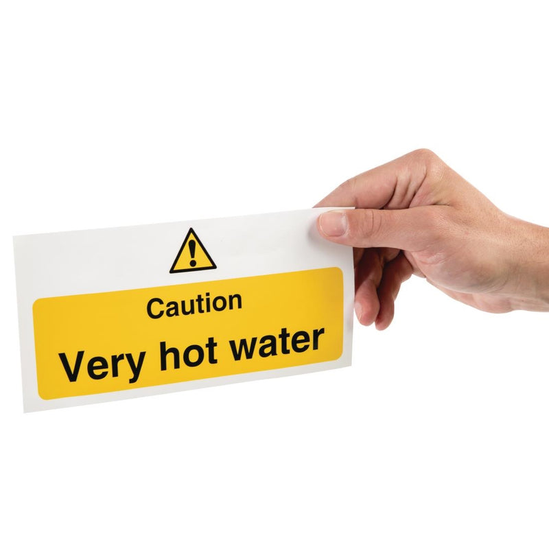 Vogue-Schild „Vorsicht, sehr heißes Wasser“.