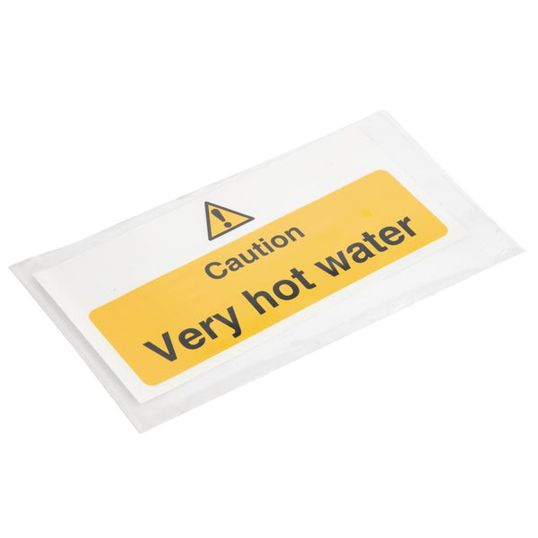 Vogue-Schild „Vorsicht, sehr heißes Wasser“.