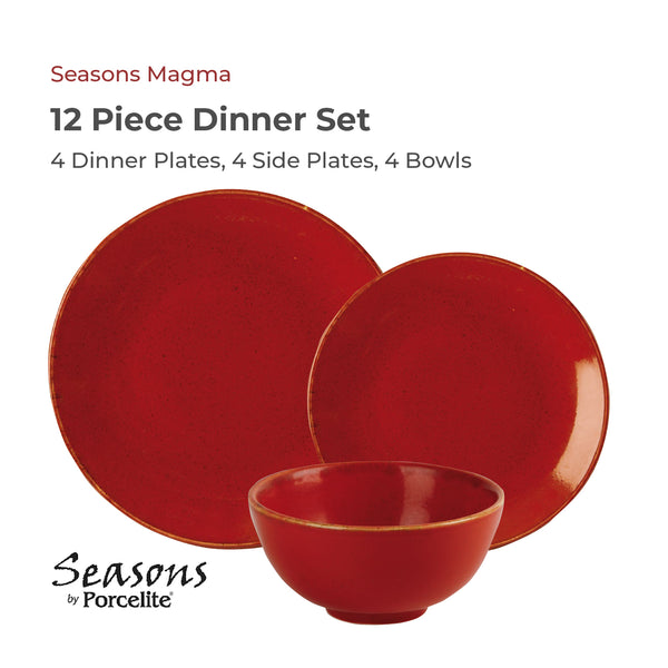 Seasons Magma 12 Piece Dinner Set - Red