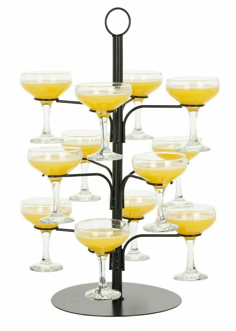 Schwarzer Cocktailbaum für 12 Gläser