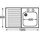 KWC DVS Selbstmontage-Edelstahlspüle, Abtropffläche links, 1000 x 600 mm