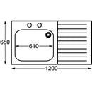 KWC DVS Self Assembly Stainless Steel Sink Right Hand Drainer 1200x650mm