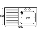 KWC DVS Self Assembly Stainless Steel Sink Left Hand Drainer 1200x650mm