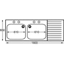 KWC DVS Stainless Steel Double Sink Right Hand Drainer 1800x650mm