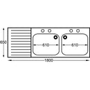 KWC DVS Self Assembly Stainless Steel Double Sink Left Hand Drainer 1800x650mm