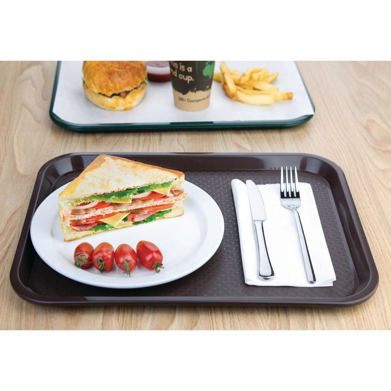 Olympia Kristallon Mittleres Fast-Food-Tablett aus Polypropylen, Braun, 415 mm