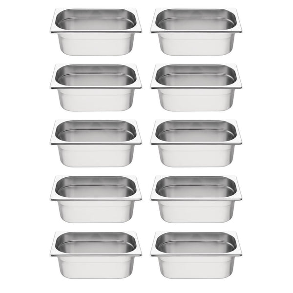 Vogue Gastronorm-Behälter-Set aus Edelstahl, 1/4 (10 Stück)