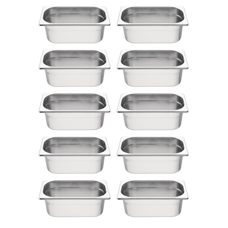 Vogue Gastronorm-Behälter-Set aus Edelstahl, 1/4 (10 Stück)