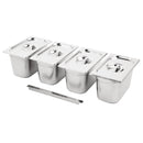 Ensemble de plateaux gastronormes en acier inoxydable Vogue 4 1/4 avec couvercles