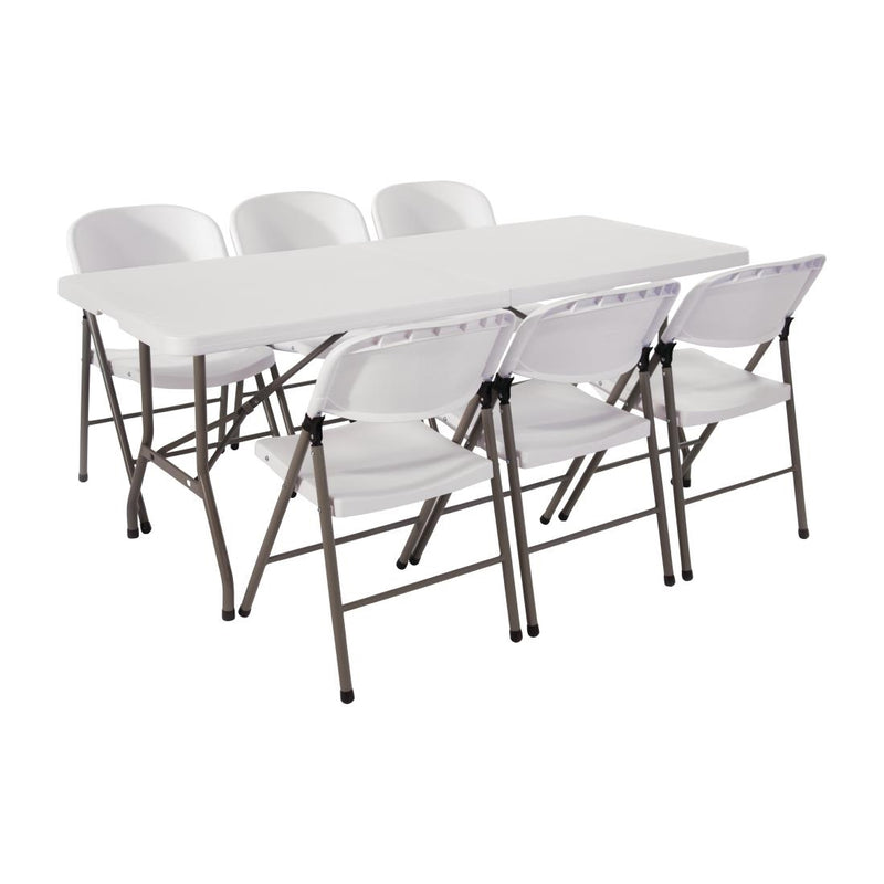 Special Offer Bolero PE Centre Folding Table 6ft with Six Folding Chairs