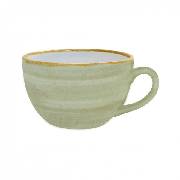 Java Decorated Breakfast Cup/Cappuccino Cup Meadow Green 34cl 12oz - Pack of 12