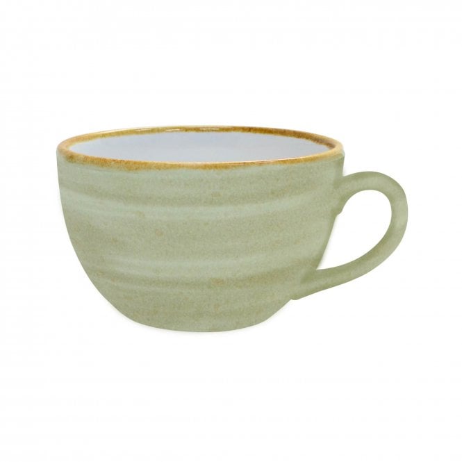Java Decorated Breakfast Cup/Cappuccino Cup Meadow Green 34cl 12oz - Pack of 12