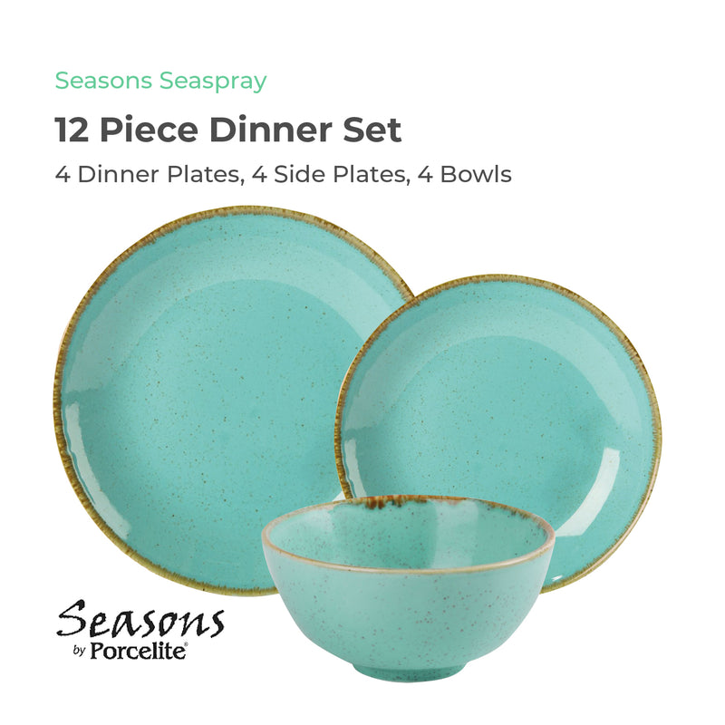 Seasons Sea Spray 12 Piece Dinner Set - Turquoise