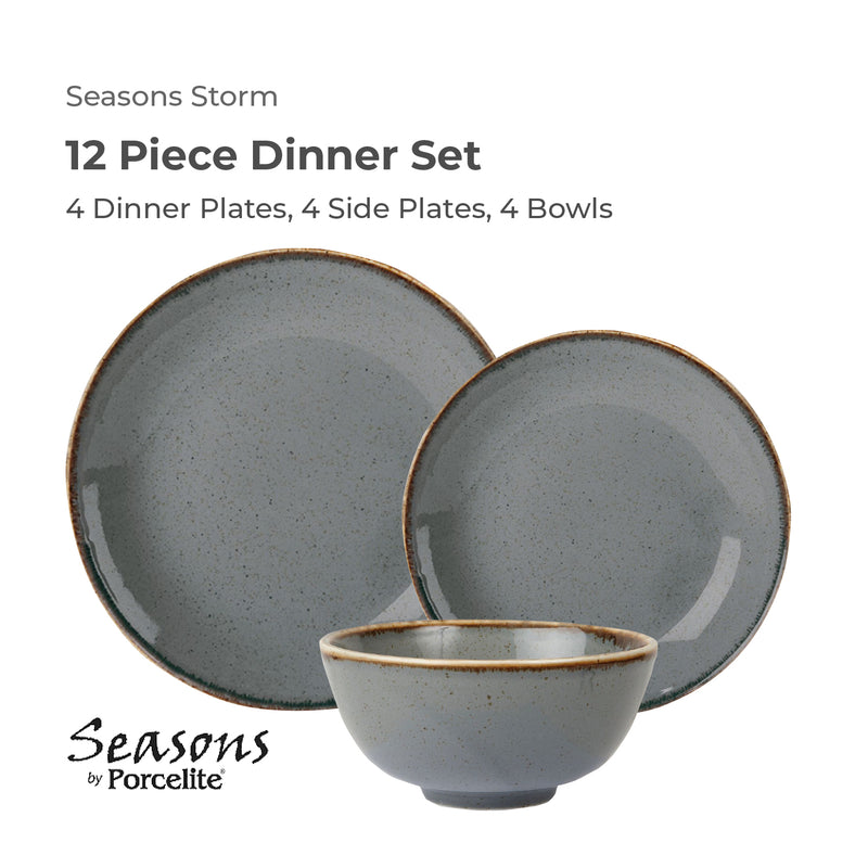 Seasons Storm 12 Piece Dinner Set - Grey