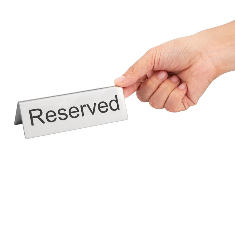 Olympia Brushed Steel Reserved Table Sign (Pack of 10)