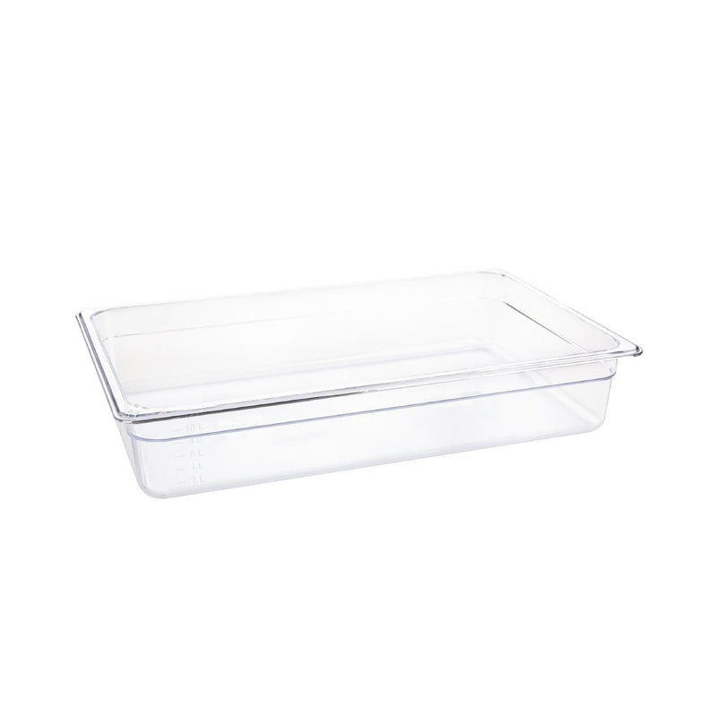 Vogue Polycarbonate 1/1 Gastronorm Container 100mm Clear