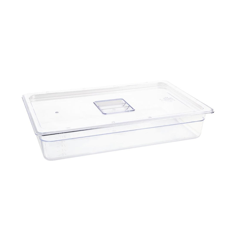 Vogue Polycarbonate 1/1 Gastronorm Container 100mm Clear