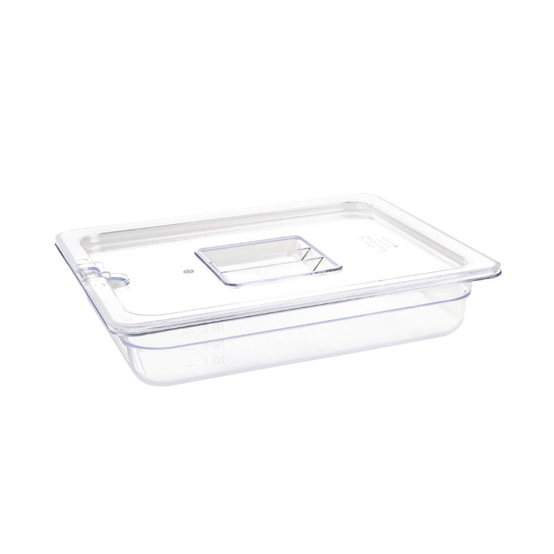 Vogue Polycarbonate 1/2 Gastronorm Container 65mm Clear